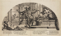 TvB G 5688
<br/>
Odysseus beweegt Circe om zijn mannen weer terug te toveren van zwijnen in mensen.
<br/>
<em>Mignard, Nicolas (1606-1668)</em>